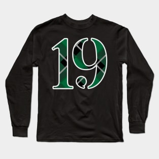 19 Sports Jersey Number Green Black Flannel Long Sleeve T-Shirt